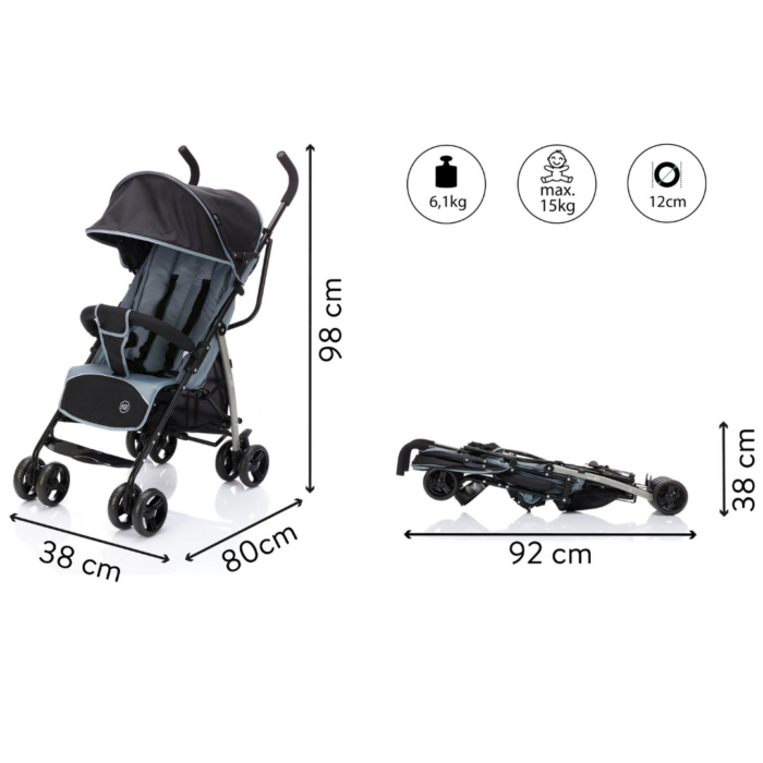 FILLIKID Dječja kolica Fill Buggy Glider, crno-siva - Slika 11