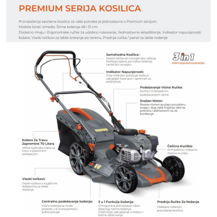 ROOTAX benzinska kosilica LM48Z-2L (NP170) - Slika 9